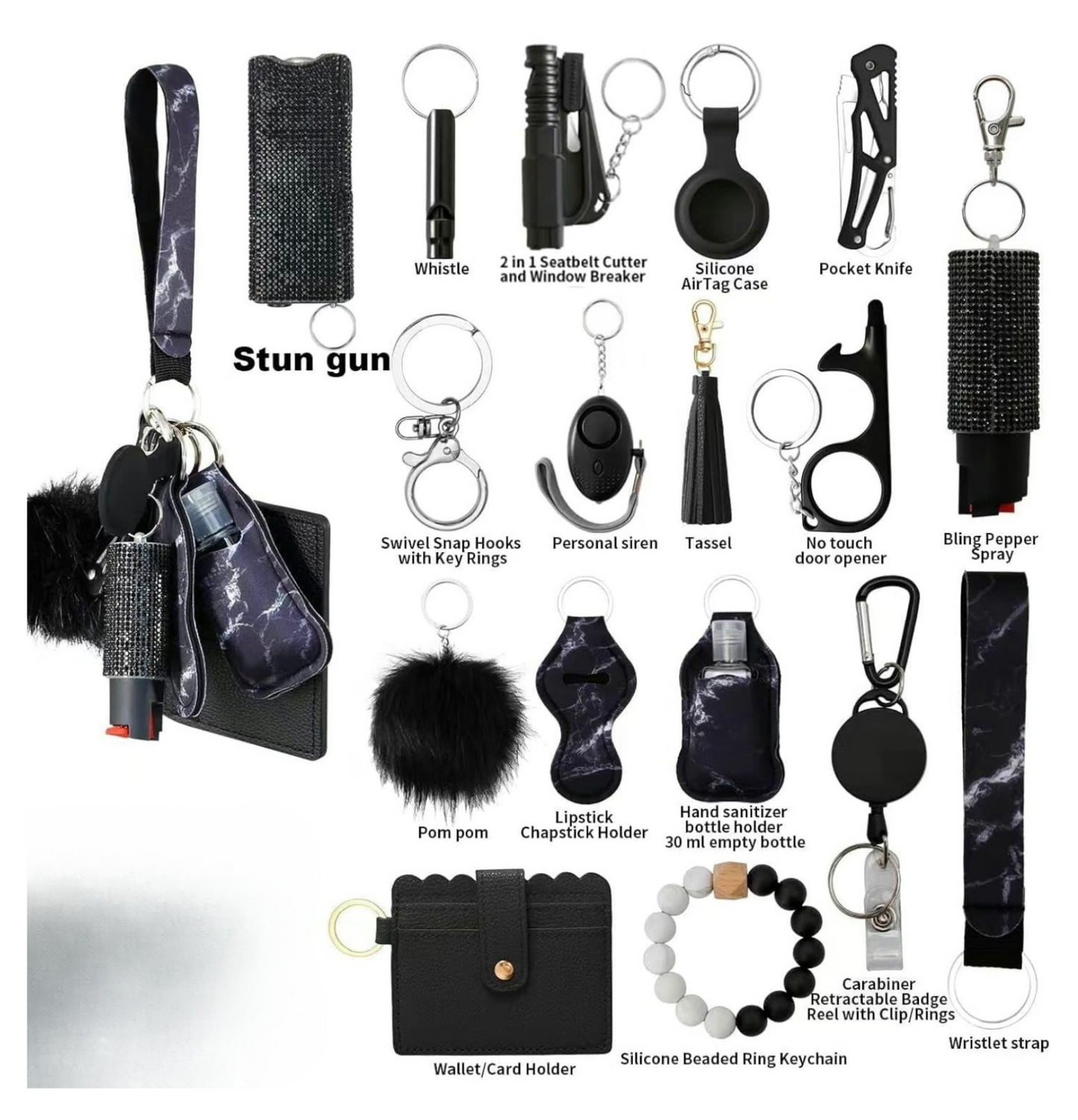 18 pcs Safety Keychain