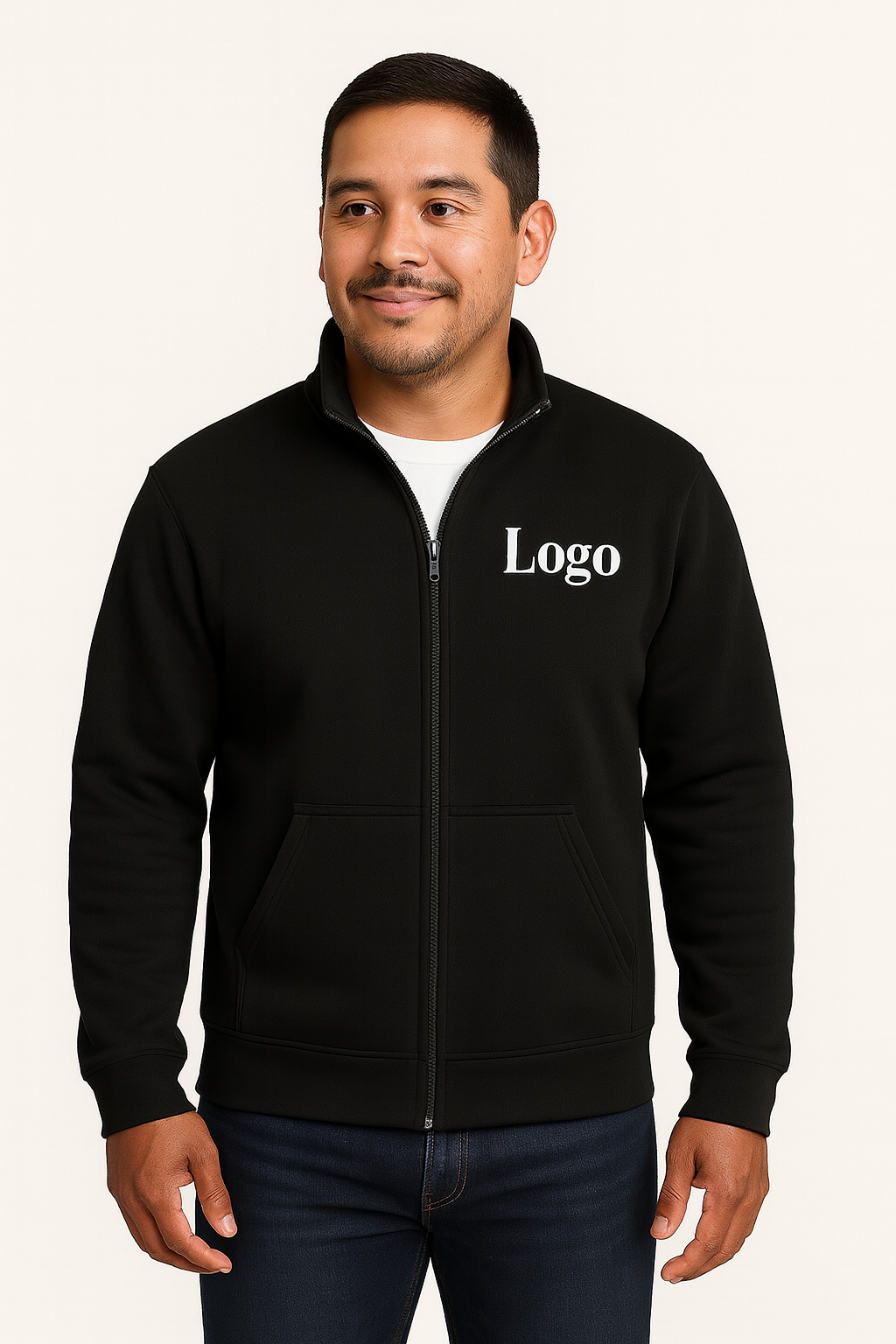 Customized Logo Full-Zip Fleece Sweatshirt