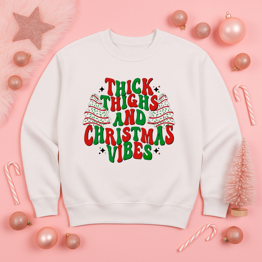 Thick Thighs and Christmas Vibes Sweatshirt