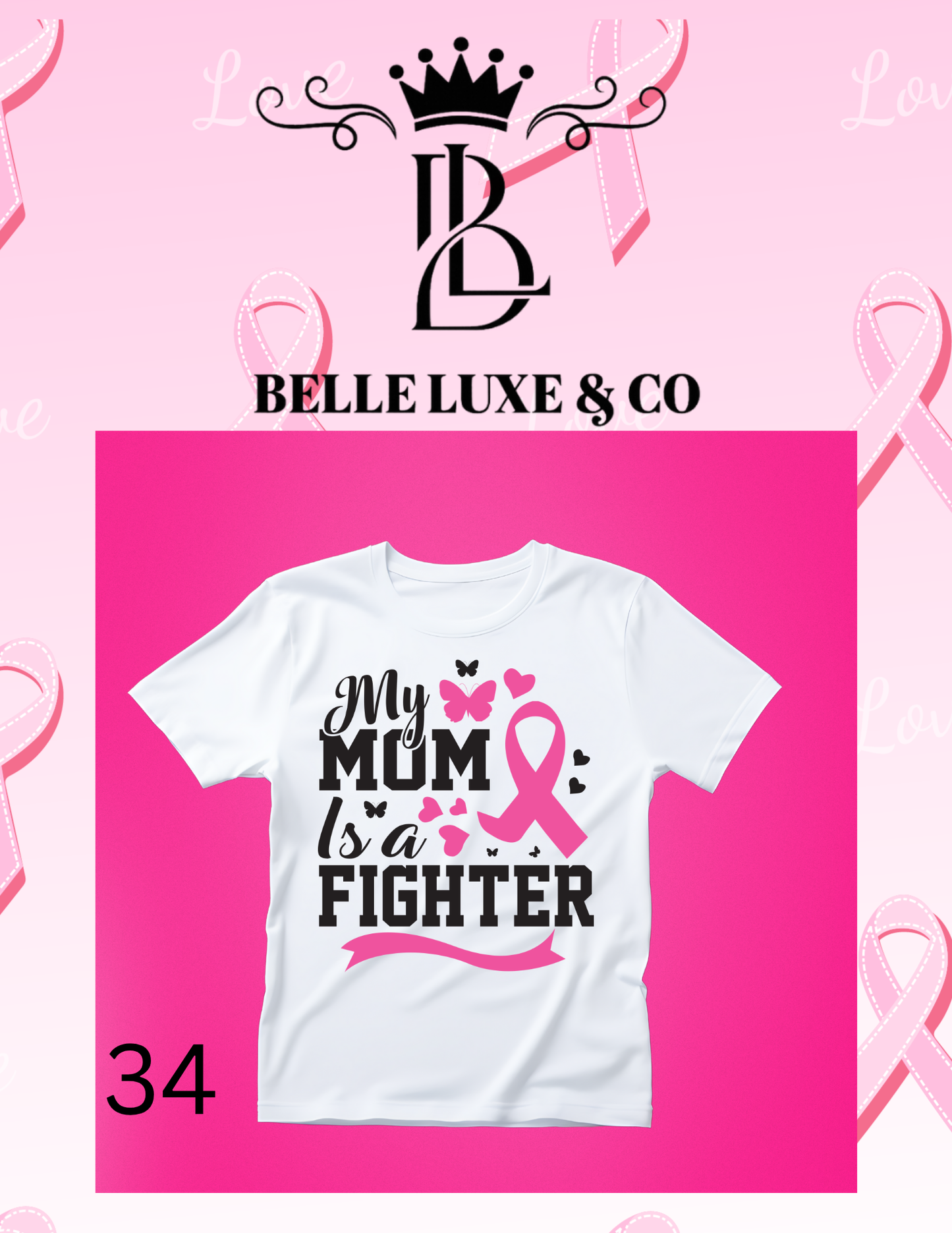 “October is Breast Cancer Awareness Month 💖 Shop our 57 exclusive tees & wear your support proudly! 🎀 #ThinkPink #BelleLuxeAndCo”