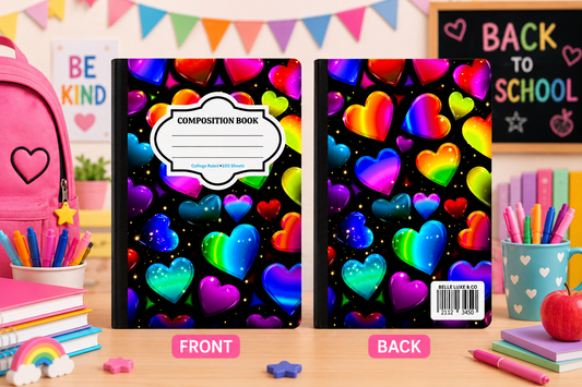 Composition Notebook 28 (3D Hearts)