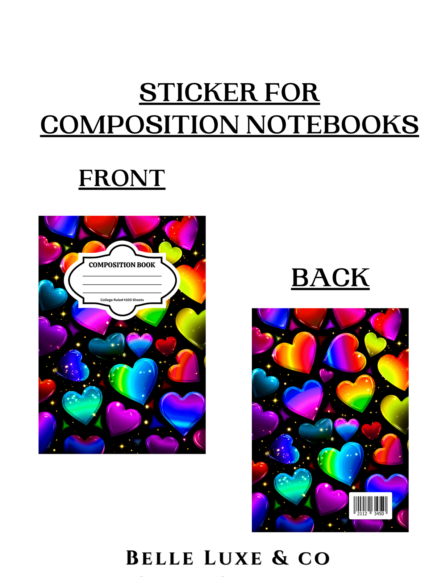 Composition Notebook 28 (3D Hearts)