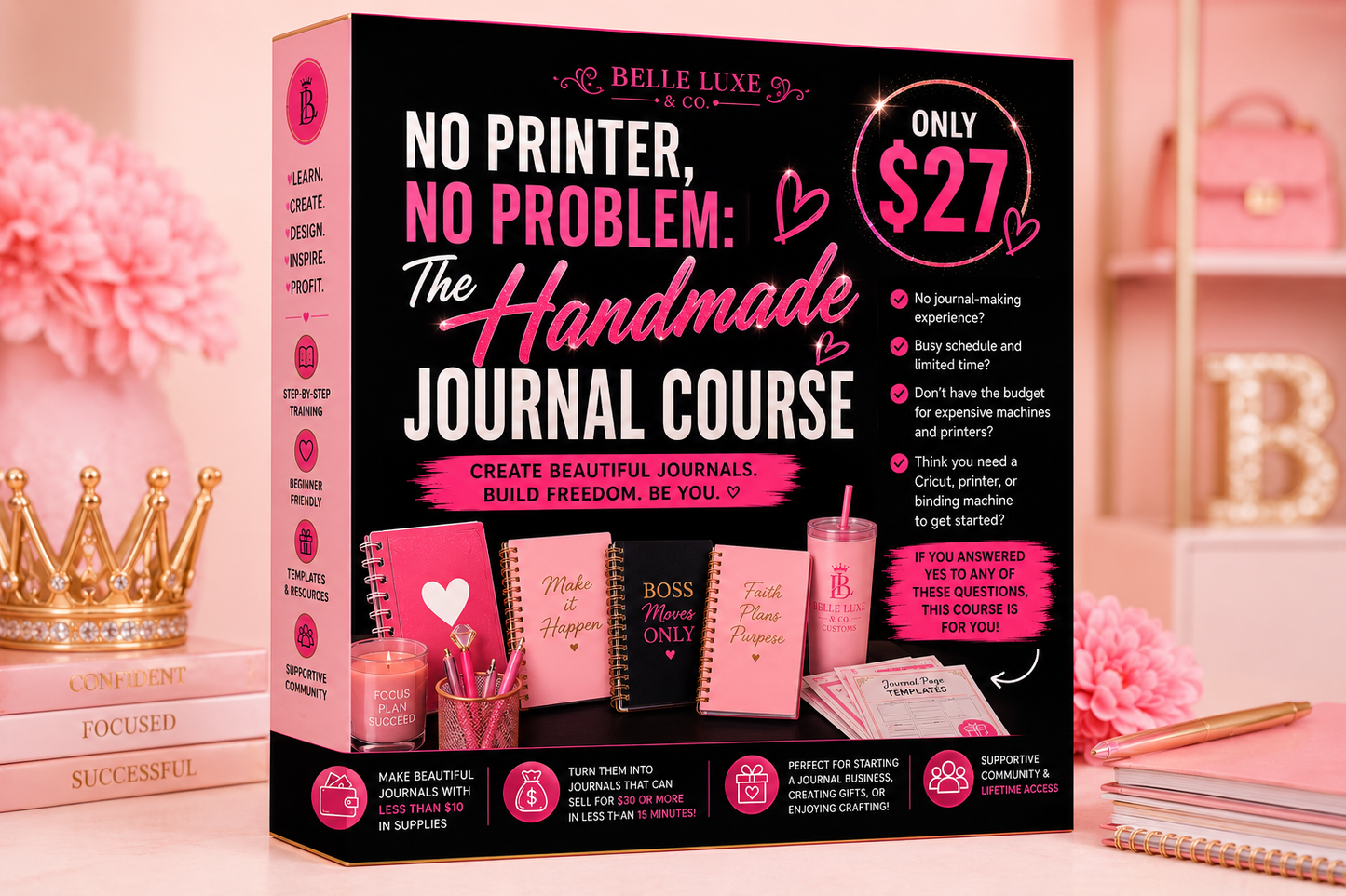 💖 No Printer, No Problem: Belle Luxe Handmade Journal Course for Beginners