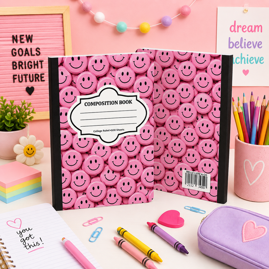 Composition Notebook 13 (Pink Smiley)