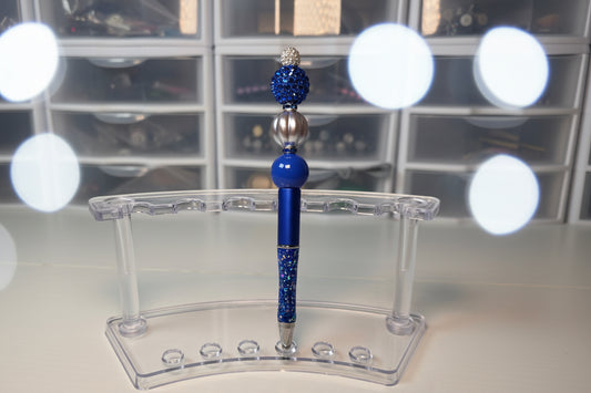 Blue & Silver Beaded Pen