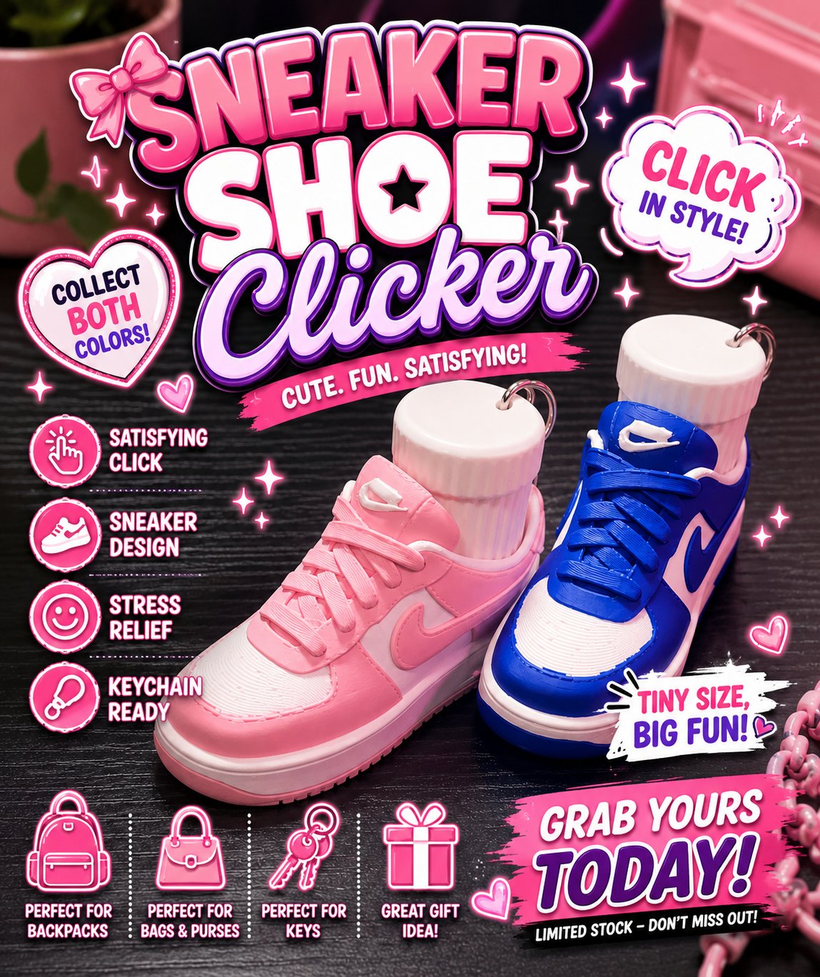 Mini Sneaker Clicker Keychain