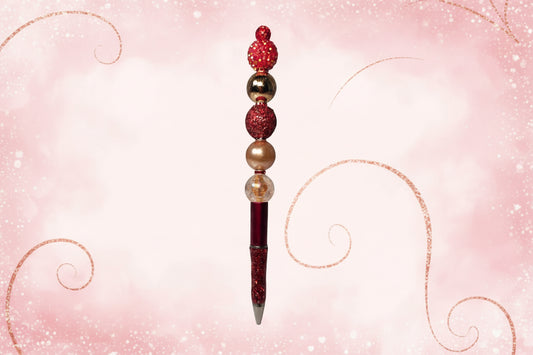 Beaded Pen (Red/Gold)
